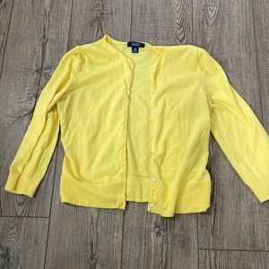 Chaps Medium Yellow Spring Summer 3/4 Sleeve Sweater Lightweight Cardigan